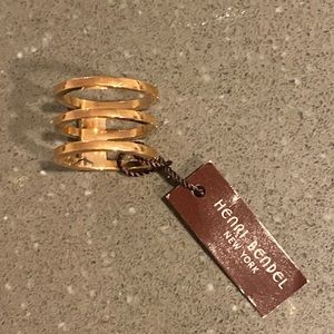 VERY RARE Henri Bendel rose gold triple bar band ring